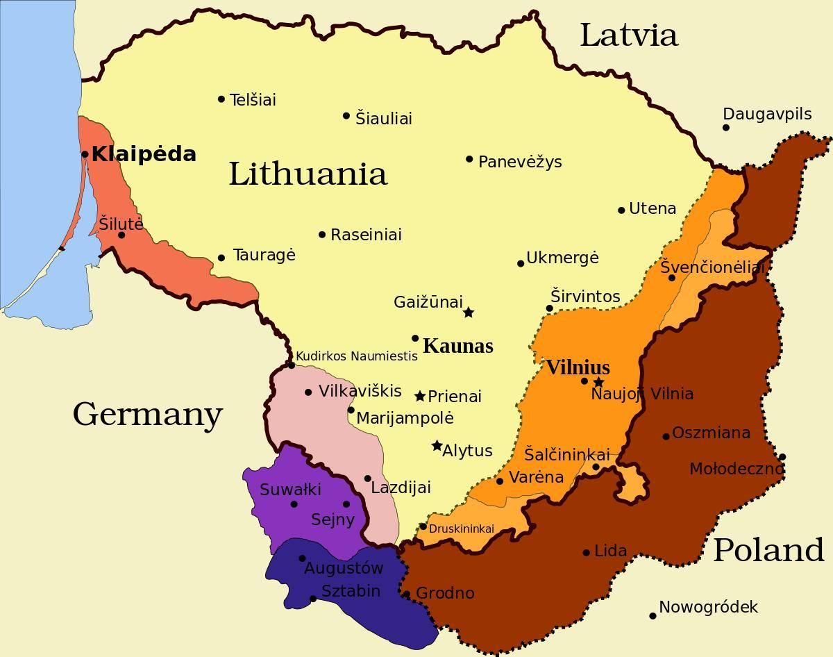 mapa kaunasu Litvanije